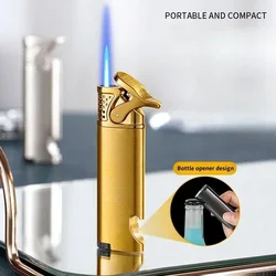 Metal Multifunctional Bottle Opener Lighter Windproof Jet Flame Visible Window Portable Turbine Torch Mini Lighter Smoking Gift