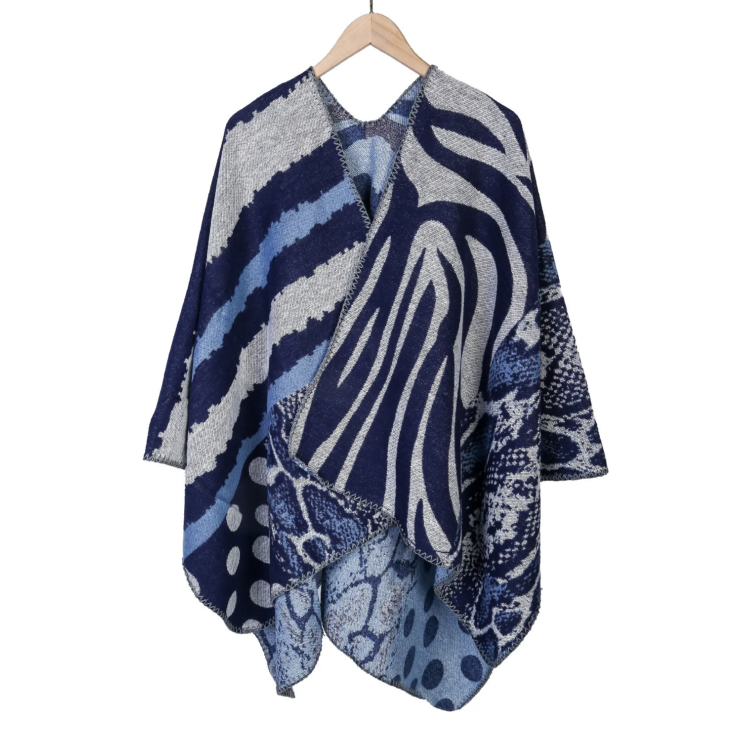 Geometric Striped Jacquard Scarf with Pashmina Shawl Cashmere and Fringe for Autumn and Winter Coldproof Windproof Scarf Wh11