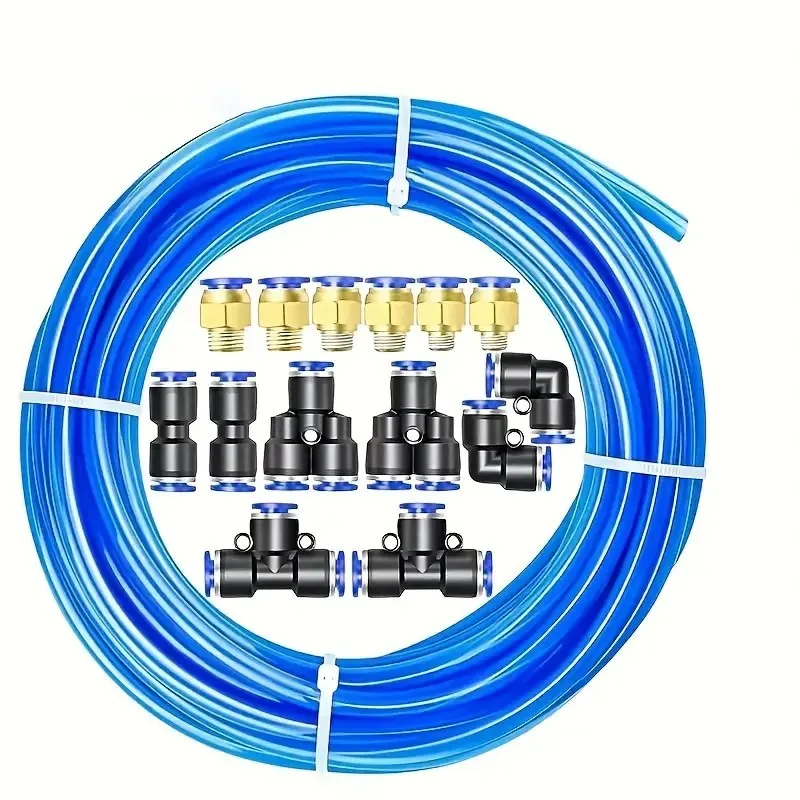 

1 Set 6mm/8mm Pneumatic Tool Kit 10 Meters (32.8 Feet) Polyurethane Air Tube with Quick Connector for Pneumatic Tools
