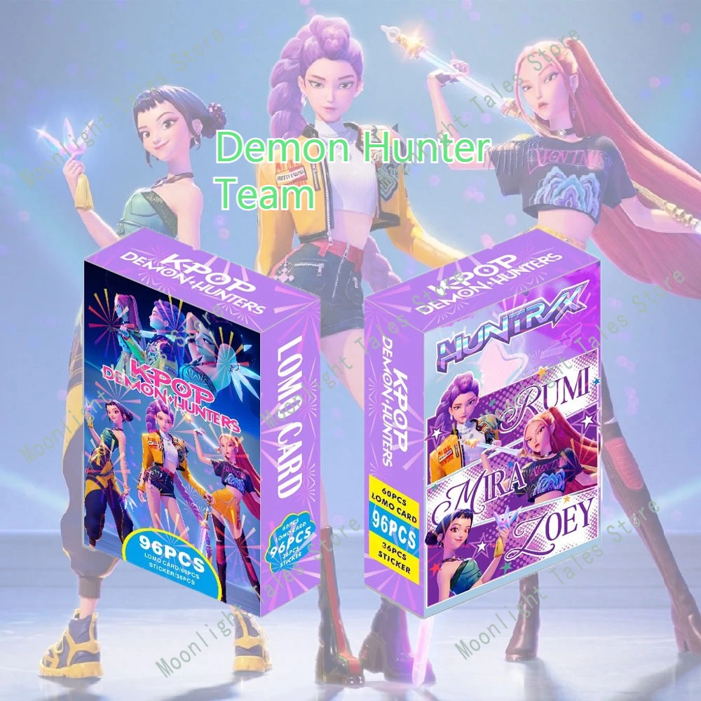 

96Pcs kpop demon hunter Cards Demon Hunt Squad Sticker Anime Style Cartoon Flash Cards Photocards Kpop Set for Collect Fans Gift