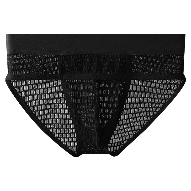 

Men Underwear Briefs Shorts Homme Bikini Slip Breathable Mesh Lace Panties Man Middle Waist U Convex Pouch Underpant Cueca M-XXL