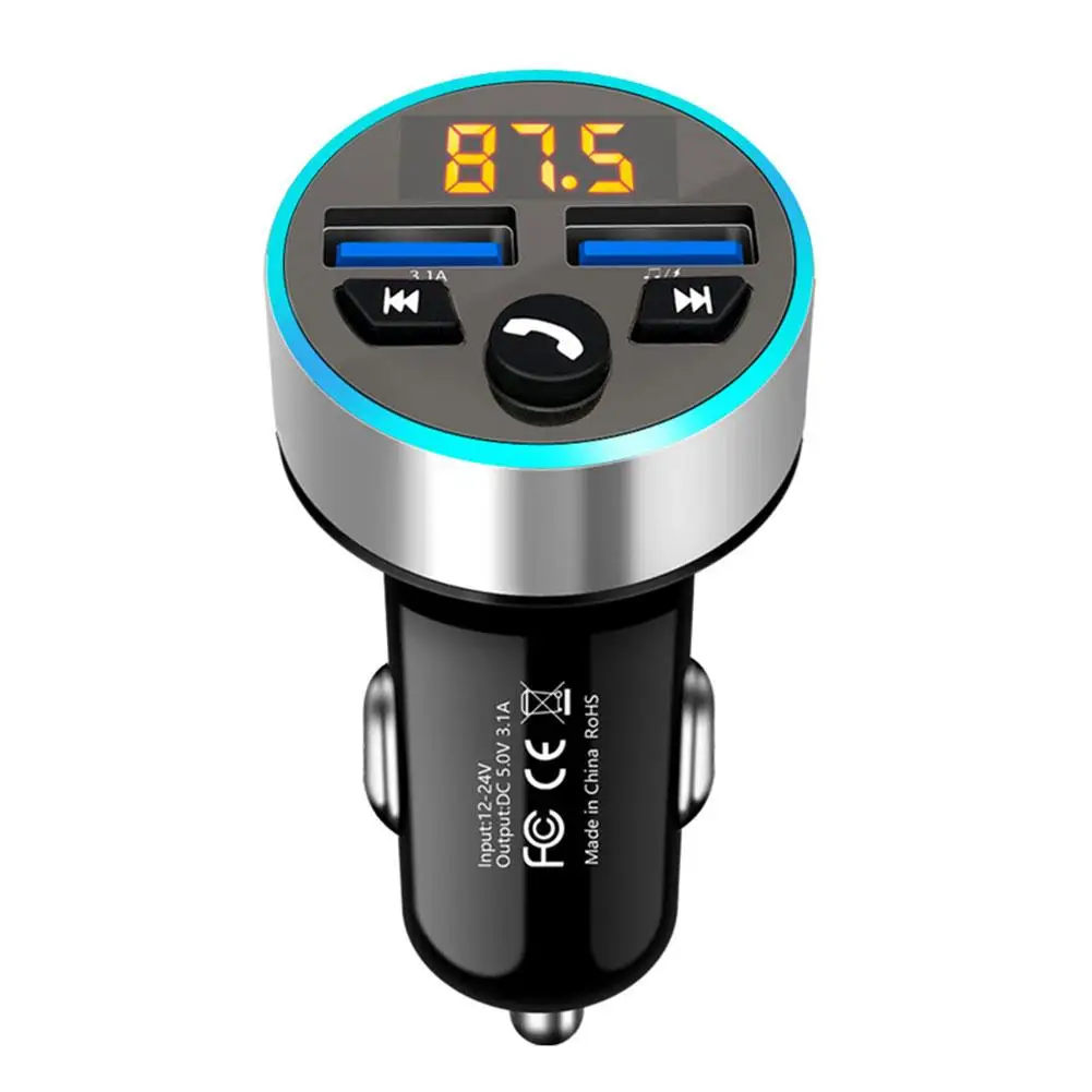 Car Bluetooth FM Transmitter Stereo MP3 Player With And FM Dual Charging USB Fast 5.0 Kit Modulator Handsfree Charger X0S7