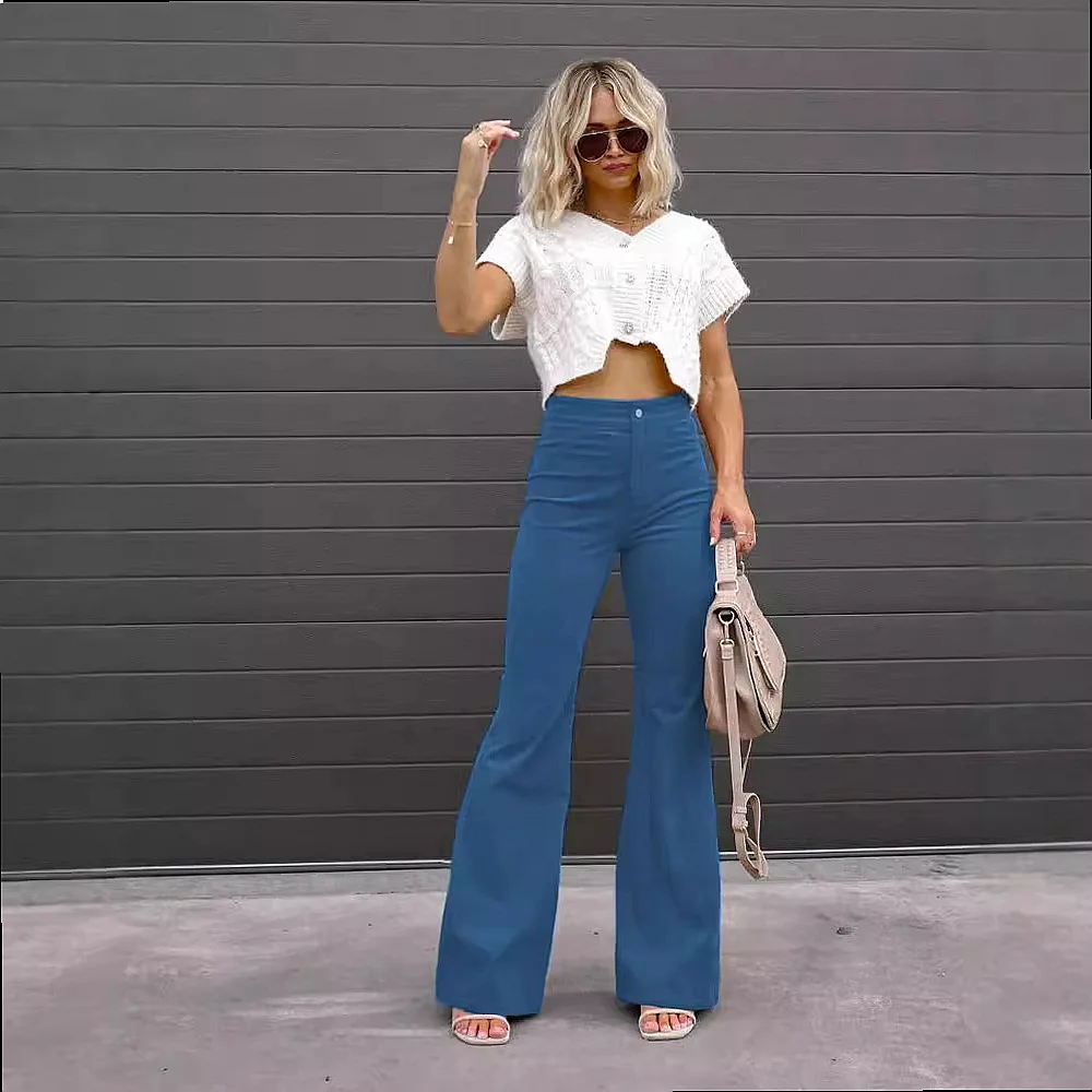 Corduroy Flared Pants Women Casual Spring Summer Trousers Vintage Corduroy Pants