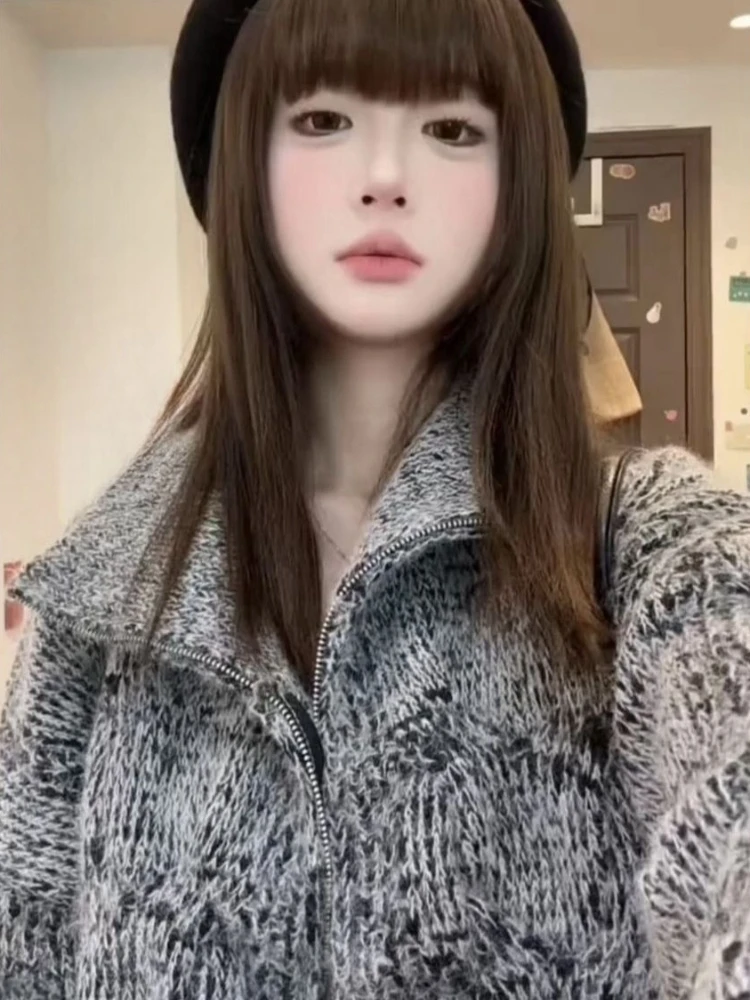 Koreanische Mode Sweatshirts Harajuku Gothic Mäntel Jacken Subkultur Vintage Mit Kapuze Frauen Weibliche Lose Beiläufige Y2k Zipper Mantel