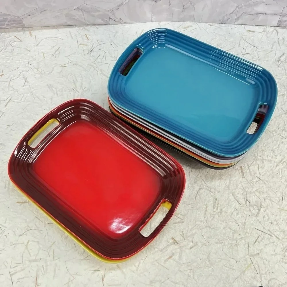 

French Rectangular Square Plate,Fruit, Flat Tray, Western Cuisine, Home Handmade Meal,Tableware 31cm Dinner Plates