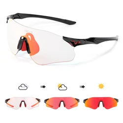 KAPVOE Color Photochromic Cycling Sunglasses Outdoor Running Sunglasses UV400 Men MTB Cycling Glasses Women Road Bike Glasses