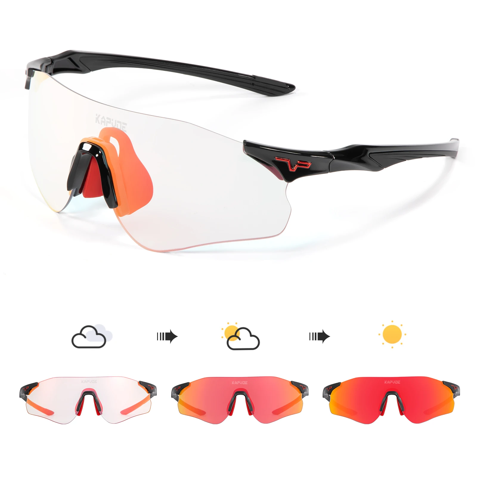 KAPVOE Color Photochromic Cycling Sunglasses Outdoor Running Sunglasses UV400 Men MTB Cycling Glasses Women Road Bike Glasses