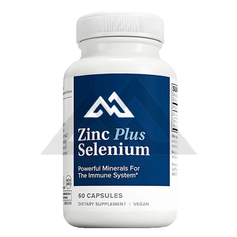 Natural Zinc with Selenium -60 capsules - Immune support, respiratory function, cell protection - Non GMO, vegan -60 servings