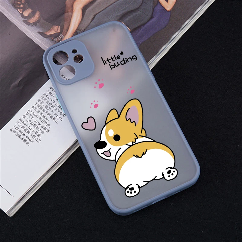 Cartoon Dog Corgi Phone Case for iPhone 17 16 15 13 11 Pro Max Mini 7 14 Plus SE Cute Love Heart Hard Clear Matte Pattern Cover