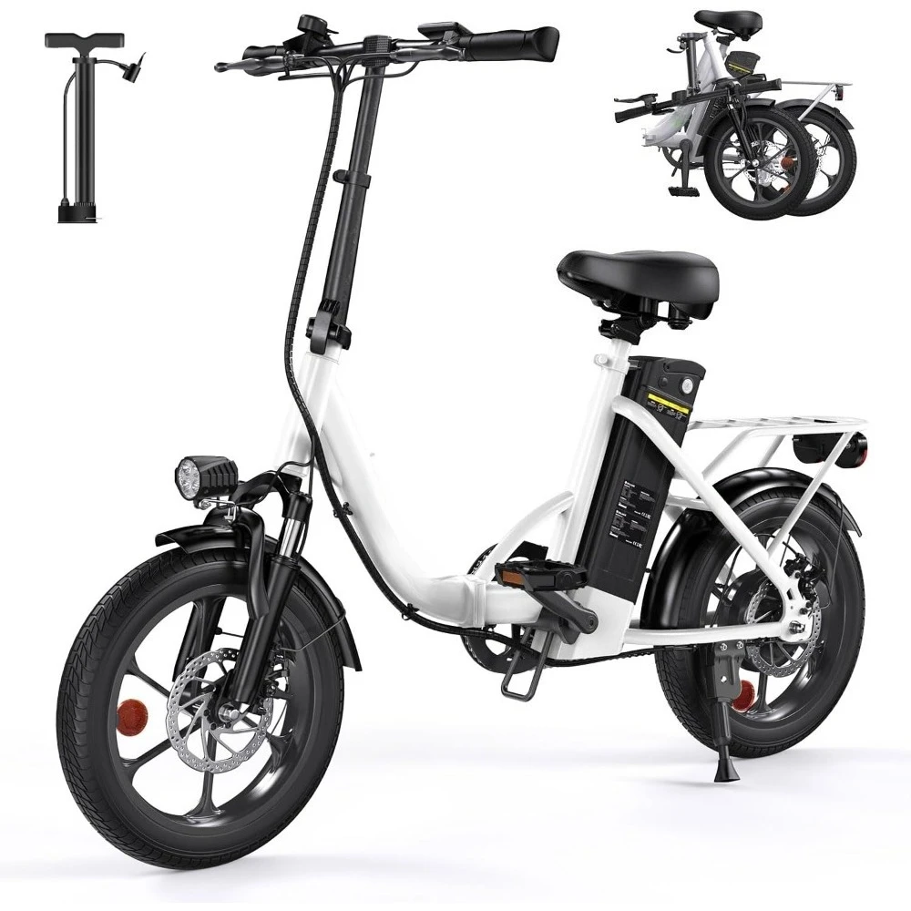 

U4 16" Folding E Bike for Adults Electric Bike with Suspension, 10.4Ah Battery, 500W Motor, 19mph Top Speed, Step Through