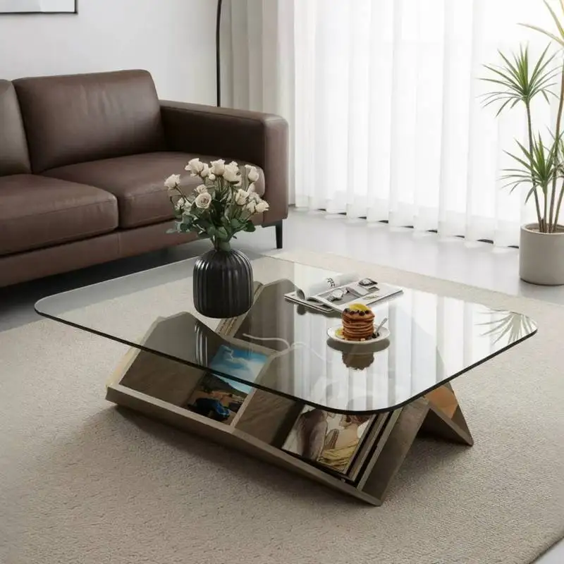 

High Quality Living Room Coffee Tables Glass Top Low Japanese Living Room Coffee Table Modern Mesa De Centro Sala Furniture Home