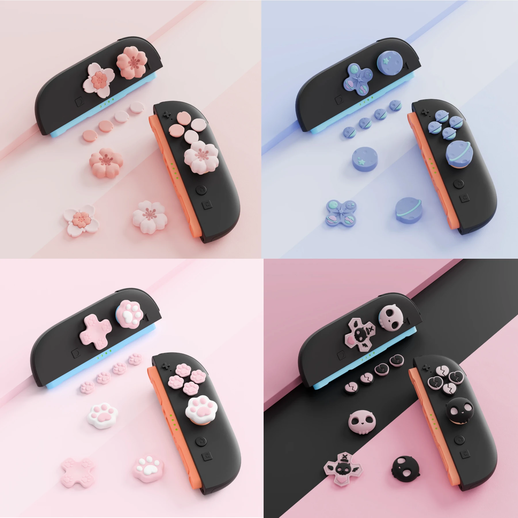 Супер милый силиконовый мягкий чехол D-pad с перекрестной кнопкой ABXY, наклейка на ключ для переключателя 2/NS oled Joy-con, ручка для большого пальца, крышка