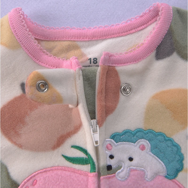 Baby Clothes Spring Autumn Warm Rompers Infant Boy Girl Indoor Pajamas Zipper Fleece Babe Animal Jumpsuit Clothing 9 -24 Months