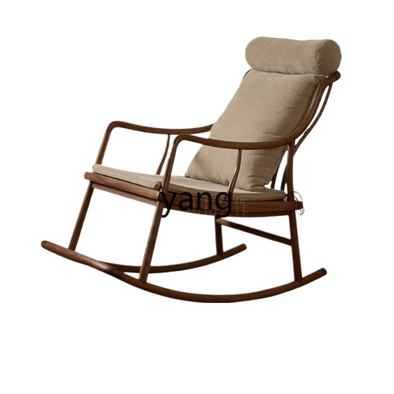LMM new Chinese black walnut rocking chair casual rocking chair living room antique recliner