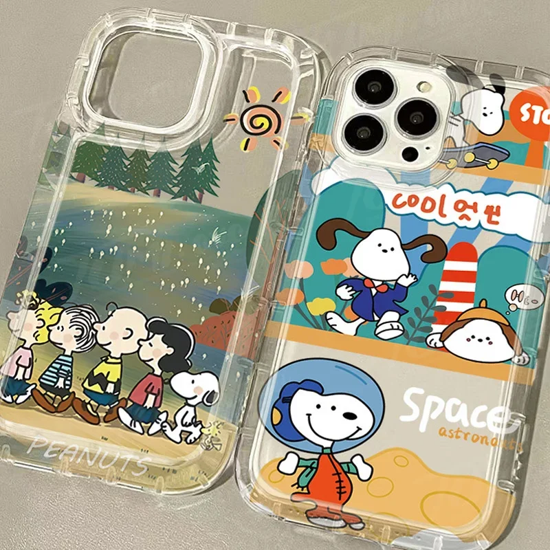 Przezroczyste etui Lovely Cartoon S-Snoopys do Samsung Galaxy S24 Ultra S23 S22 S21 FE S20 Plus Note 20 10 Pro A34 A54 A33 A53 Cover