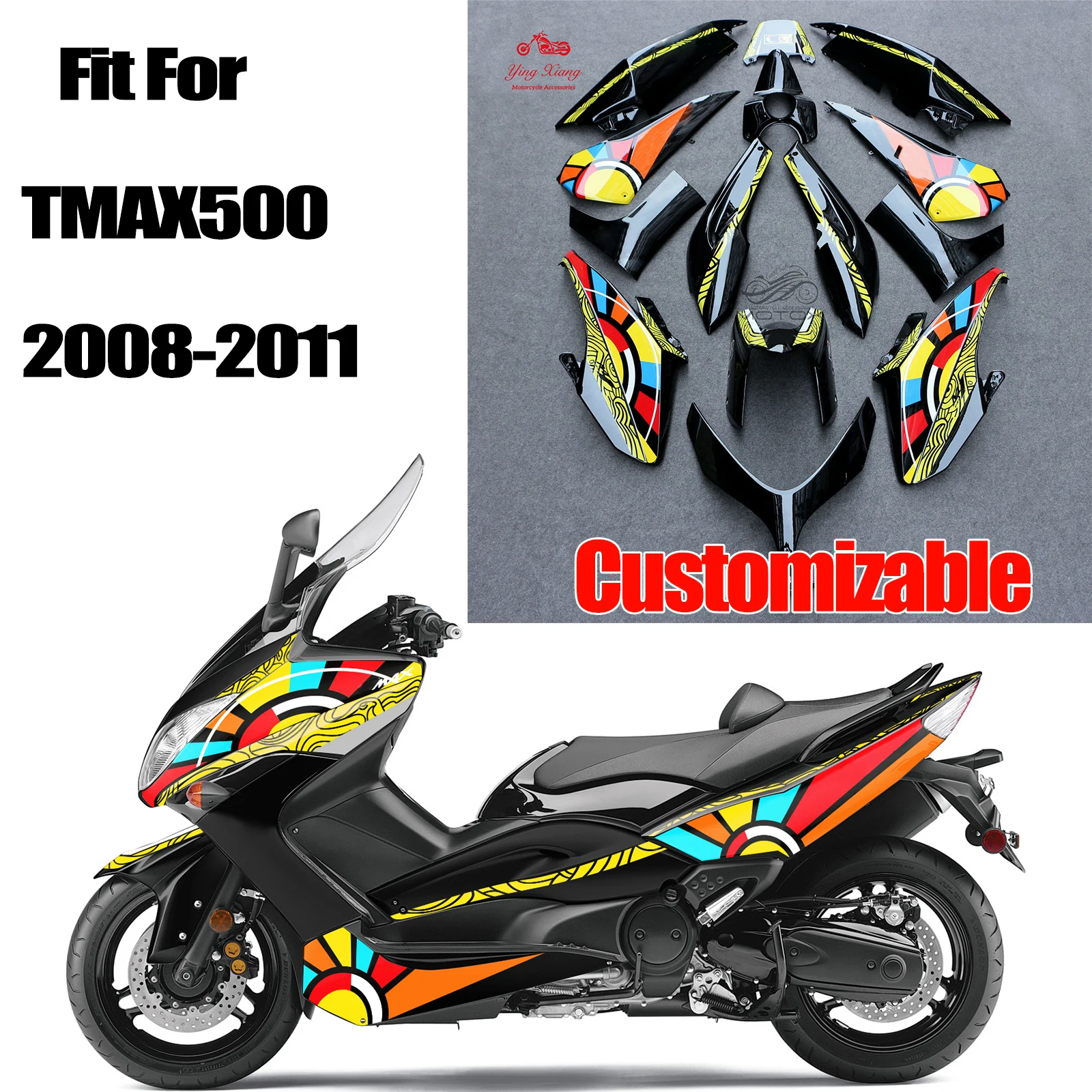 Fit For 2008 - 2011 YAMAHA TMAX500 TMAX 500 Motorcycle Accessories Fairing Set Bodywork Panel Kit T-MAX 500 T-MAX500 2009 2010