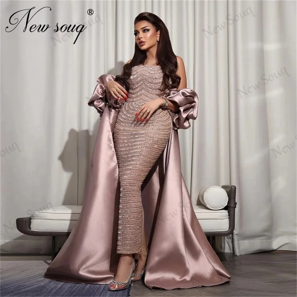 

Modern Beading Evening Dresses With Cape Train Saudi Arabia Mermaid Long Celebrity Party Dress Vestidos De Gala Cocktail Gowns