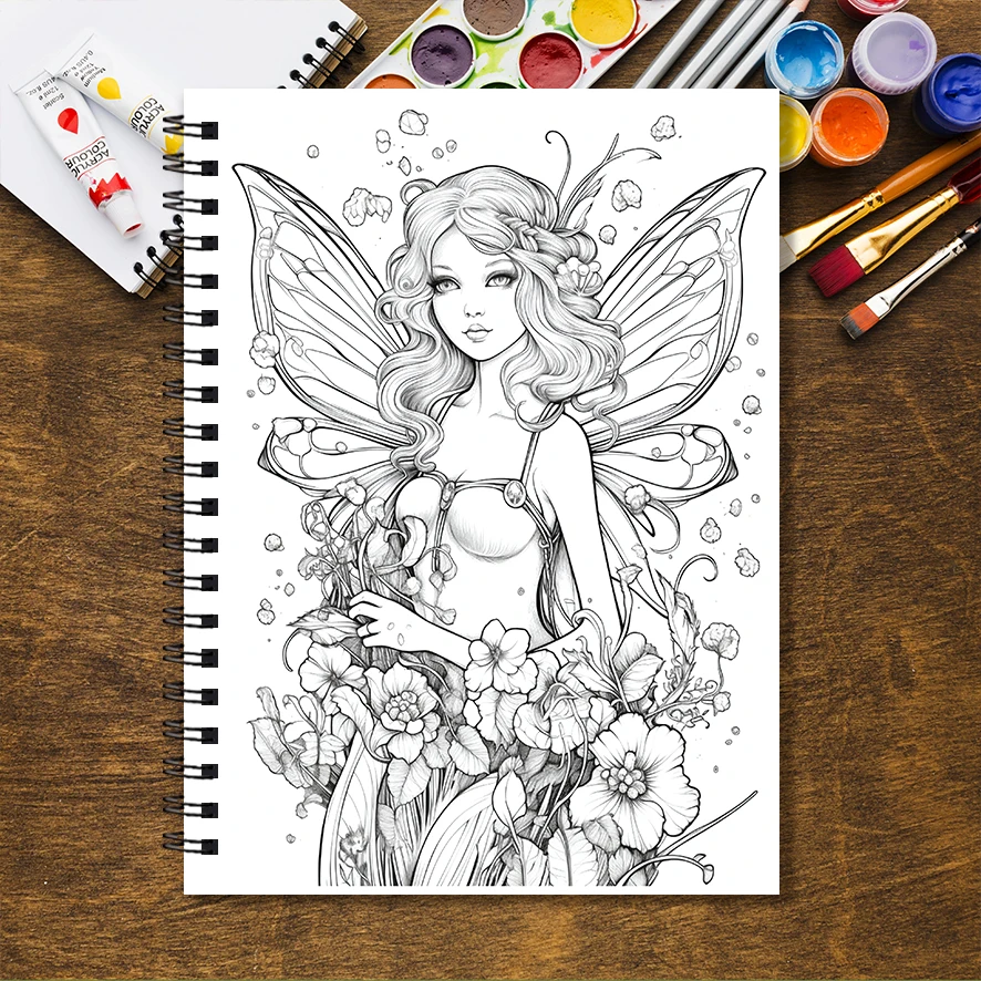 Elegant Elf Adult Coloring Book - 8.3x 11.2 Inch 32 Page Coloring Book - Helps Reduce Stress and Ease Emotions