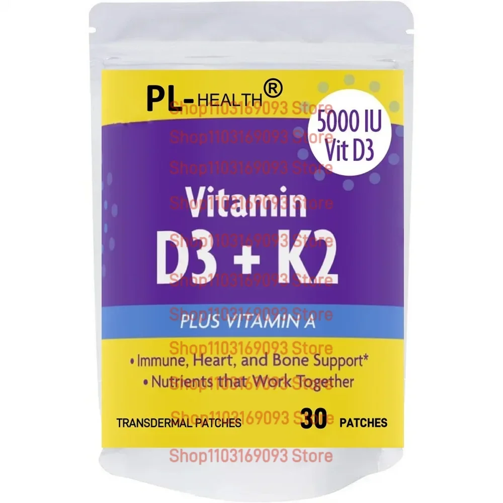 Vitamin D3 K2 Transdermal Patche, mendukung tulang, 30-30 Patch pasokan satu bulan