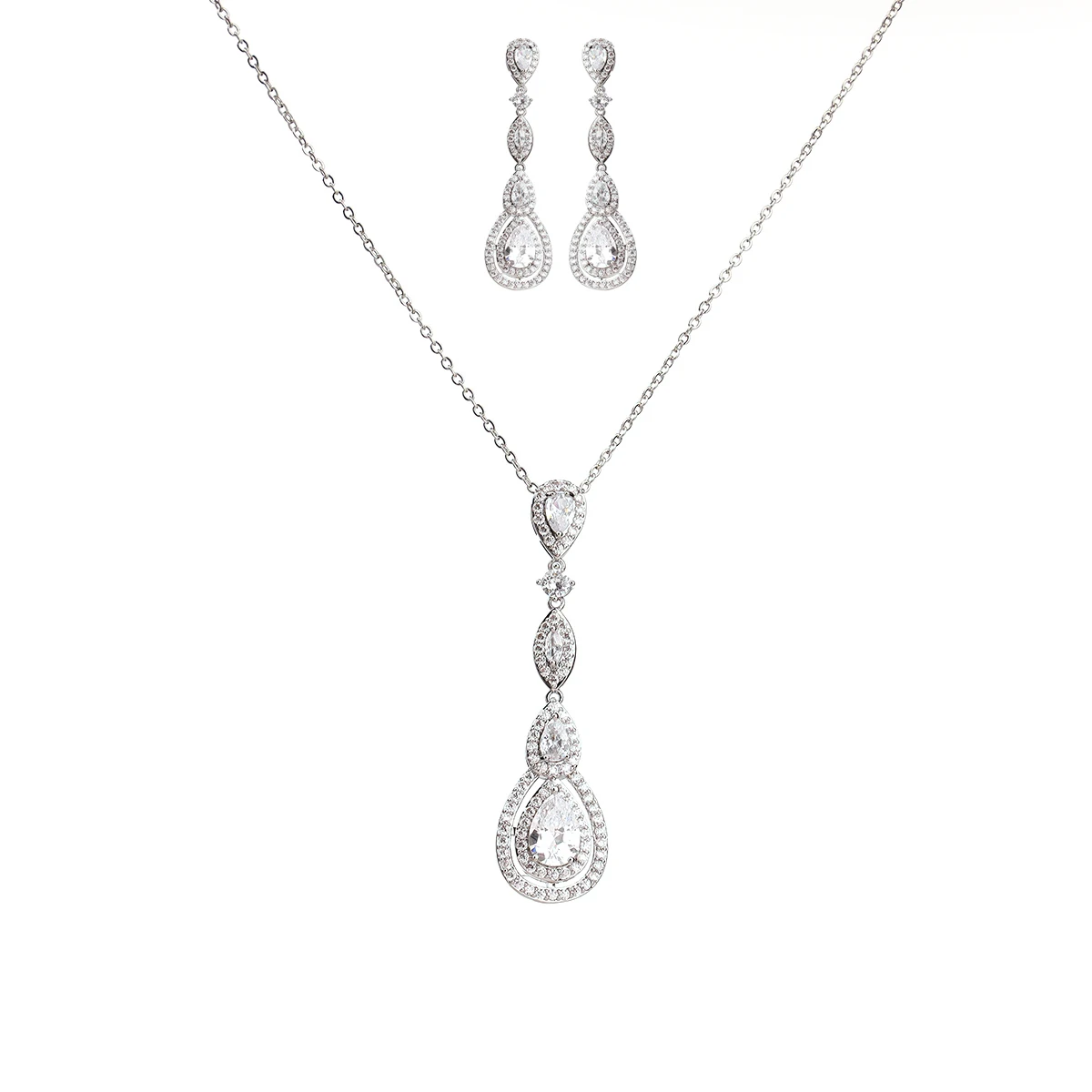 Ensemble collier et boucles d'oreilles goutte d'eau pour femmes, bijoux de fête pour dames, cadeaux de mariage contre-indiqué, patients occidentaux, cone