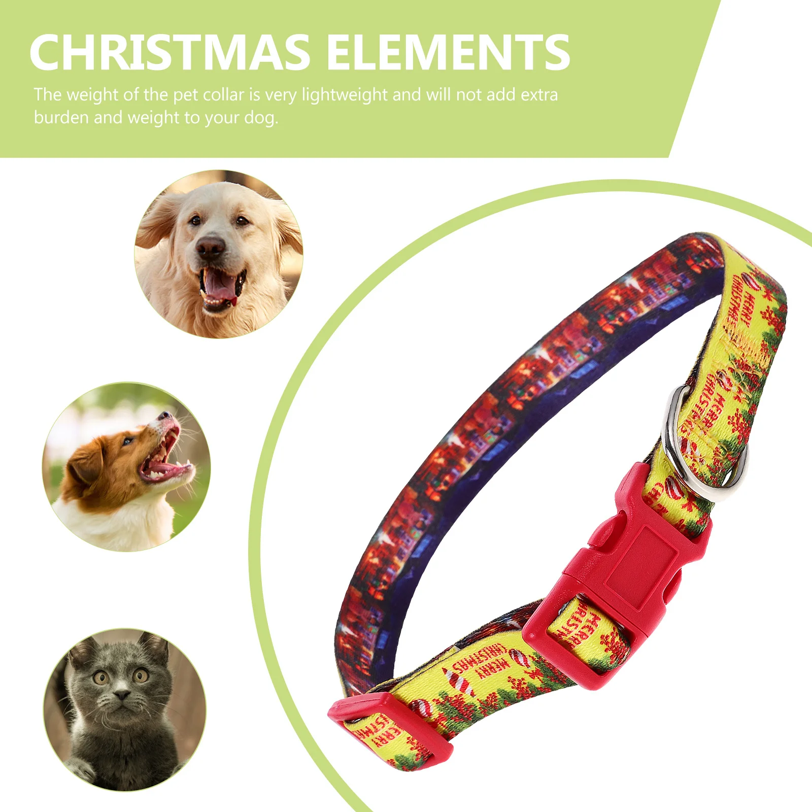 

Small Christmas Dog Collar Adjustable Lightweight Pet Collar Comfortable Safe Buckle for Party Holiday Dog Collars for Party