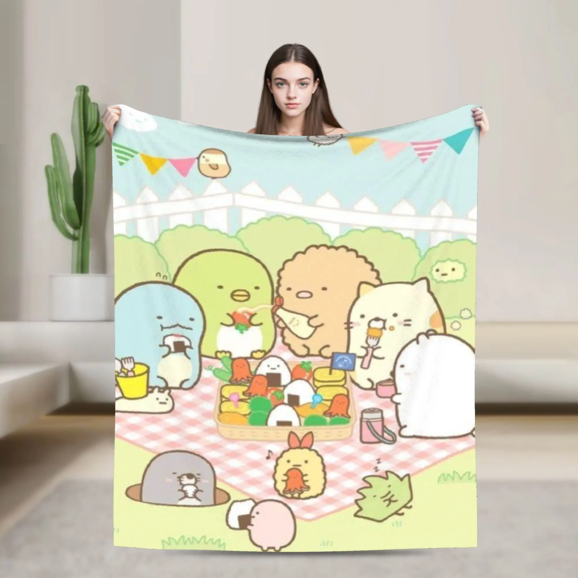 

Комфортное одеяло Sumikko Gurashi Kawaii с белым медведем, аксессуары, домашние декоративные одеяла, супер мягкий флис для дивана
