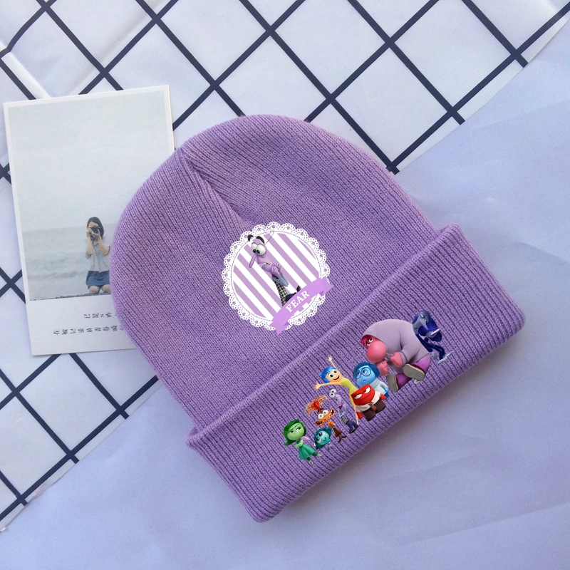 Disney Inside Out 2 Children Cute Knitted Hat Kids Anime Printed Knit Cap Boy Cartoon New Hats Autumn Girl Casual Warm Caps Gift