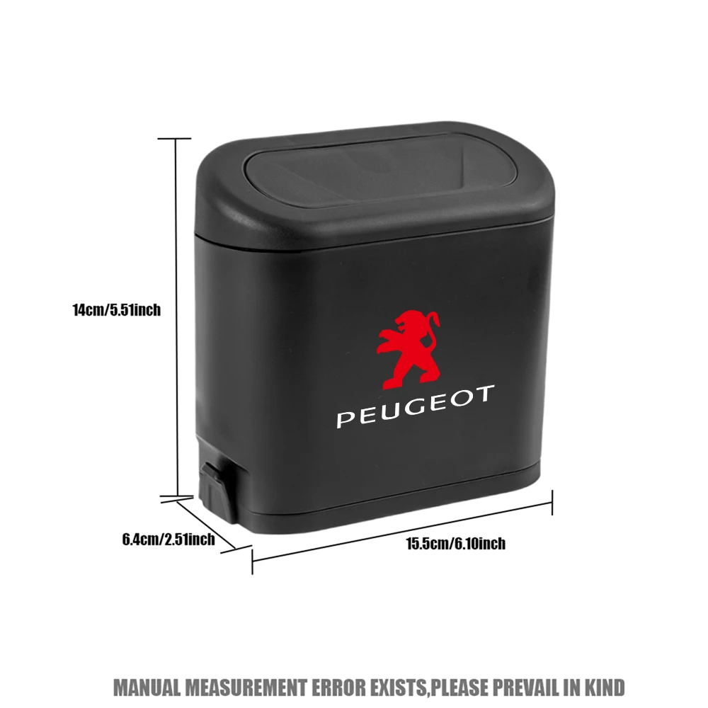 Leak-proof Mini Car Trash Can With Lid Garbage Bags Auto Accessories For Peugeot 206 207 208 2008 308 3008 508 5008 406 RZC 4008