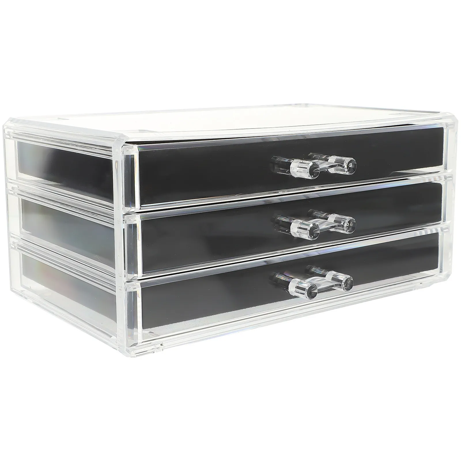 

Трехслойная акриловая шкатулка для хранения украшений с ворсистой внутренней отделкой для ожерелий, серег, колец, браслетов, подвесок, брошей, заколок для волос, настольная