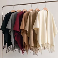 Winter Women Poncho Warm Shawl Double Sided Designer Thickening Blanket Luxury Scarf Female Cloak Cashmere Pashmina Cape Stole - Image 6