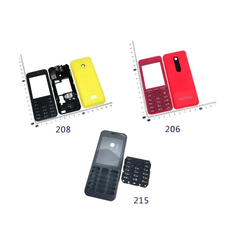 

Корпус для Nokia 208 с двумя SIM-картами 2080 215 206 2060, передняя крышка, чехол для мобильного телефона с клавиатурой