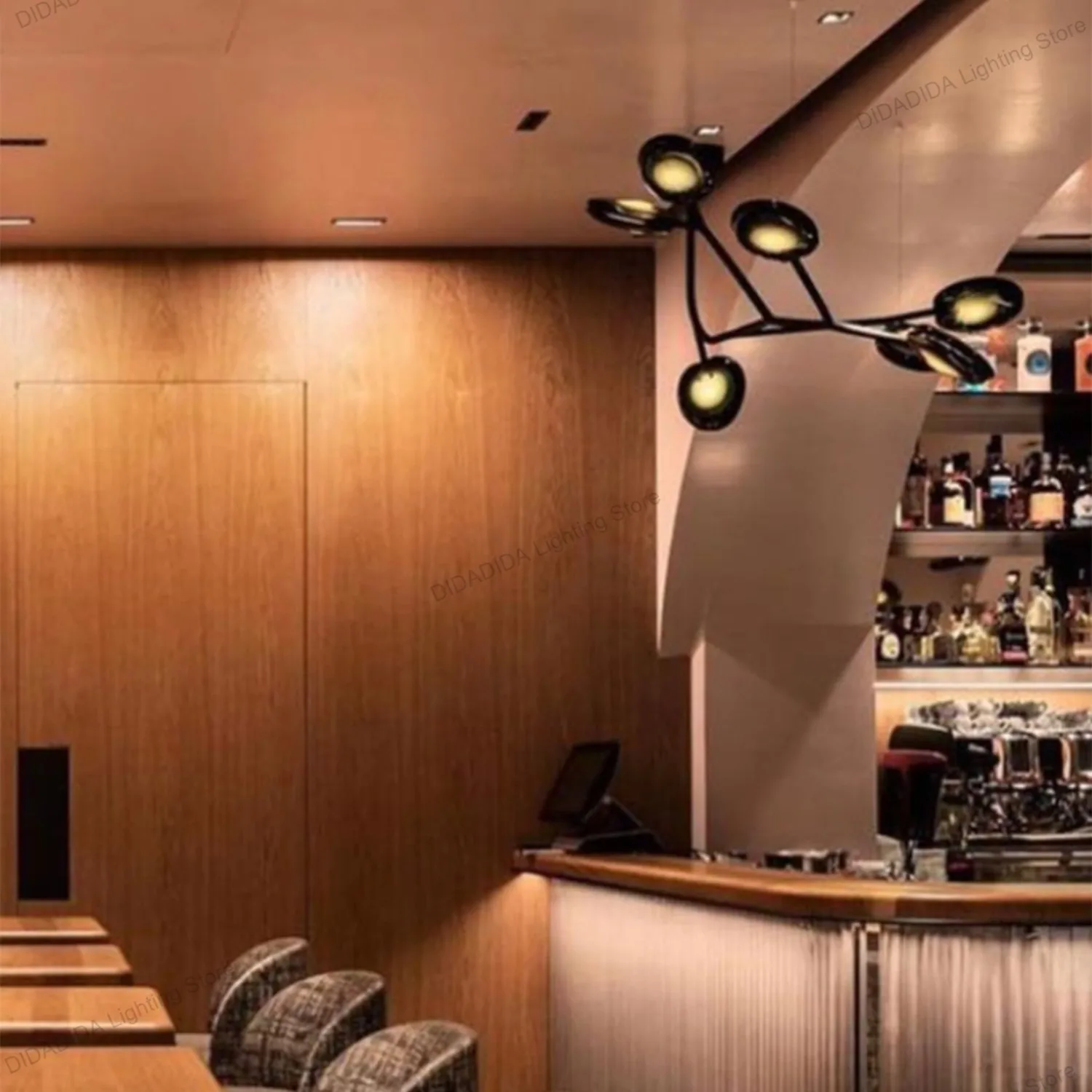 Modern Glass Shade Chandelier Lamp Crystal Metal Lustre 3 Color Dimmable Lighting for Dining Restaurant Ceilings