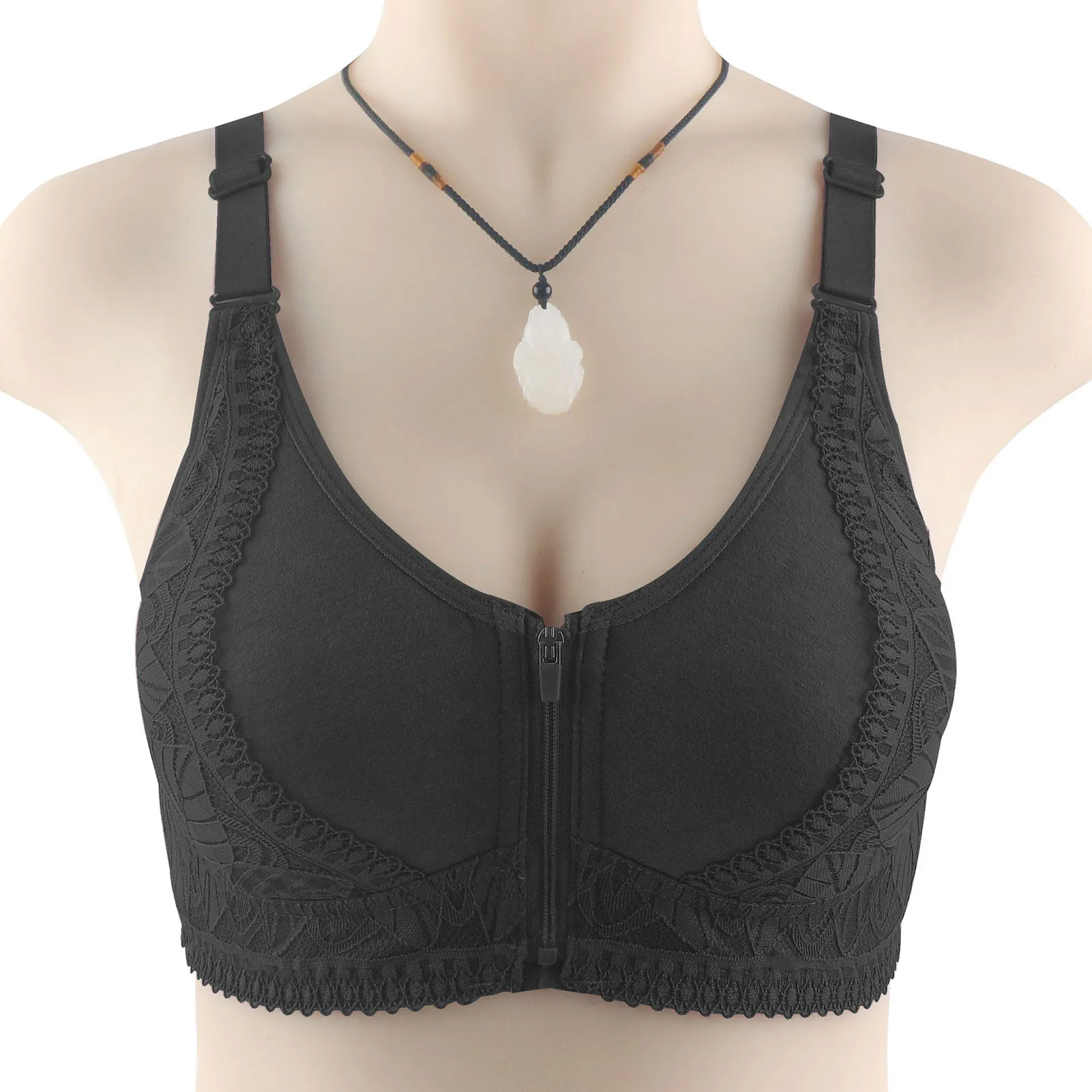 

Front Closure Bras for Women No Underwire Zipper Design Plus Size Lace Bra for Sleeping Casual Daily Wear