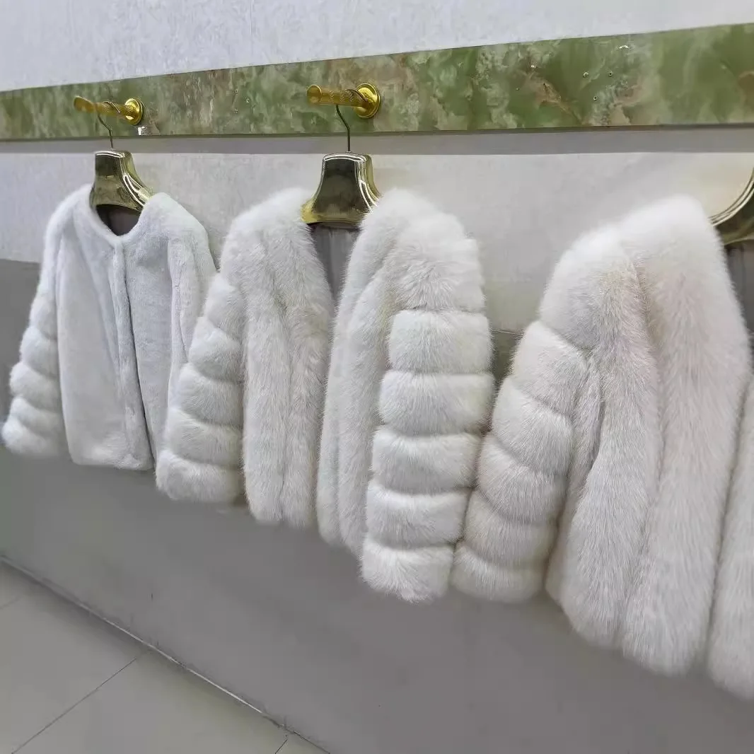 Faux Fur Fox Women Short Coats Jackets V Neck Coat Thick Warm Y2k Streetwear Casual Jacket Work Outerwear 2025 Autumn Winter