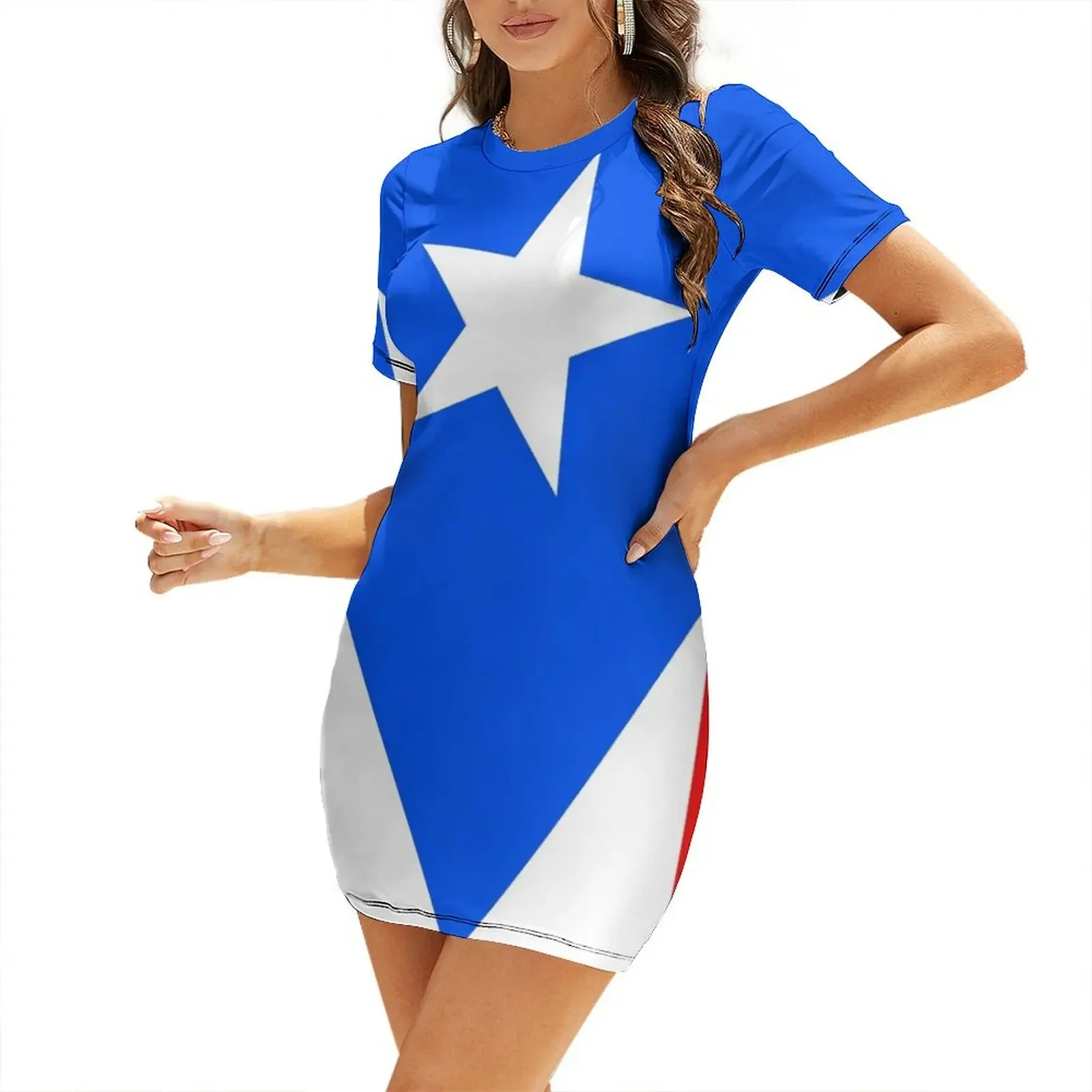 

Puerto Rico Flag Banner Short-Sleeved Dress Dress vintage elegant women's dresses sale womens clothing summer woman dress 2026
