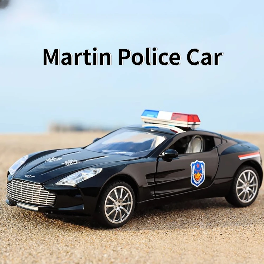 

1/32 Martin Police Car Alloy Model Toy Simulation Metal Scale Diecast Vehicles Music Light Pull Back Decorations for Child