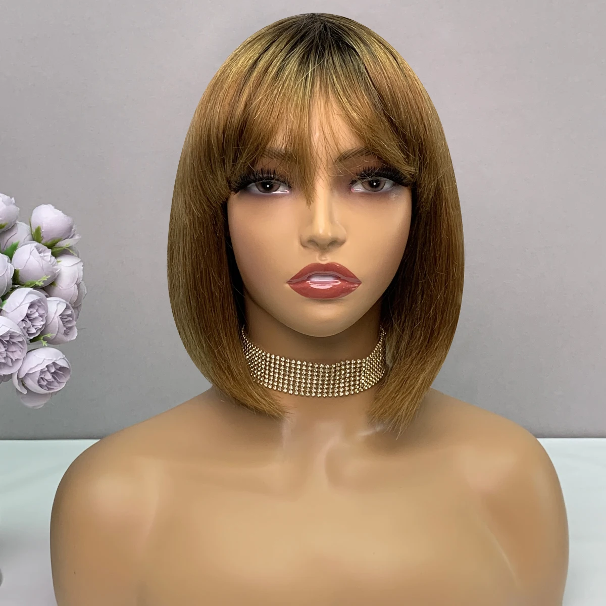 Miss Rola Kurze BOB Echthaar-Perücken, Highlight Knochenglattes Echthaar-Perücke T4/30, Maschinell Gefertigte Echthaar-Perücken Remy 180% Dichte