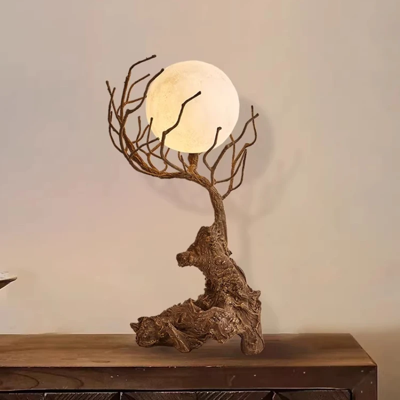 

Table lamp, quiet wind, personalized branch root art, homestay study entrance, tea table decoration