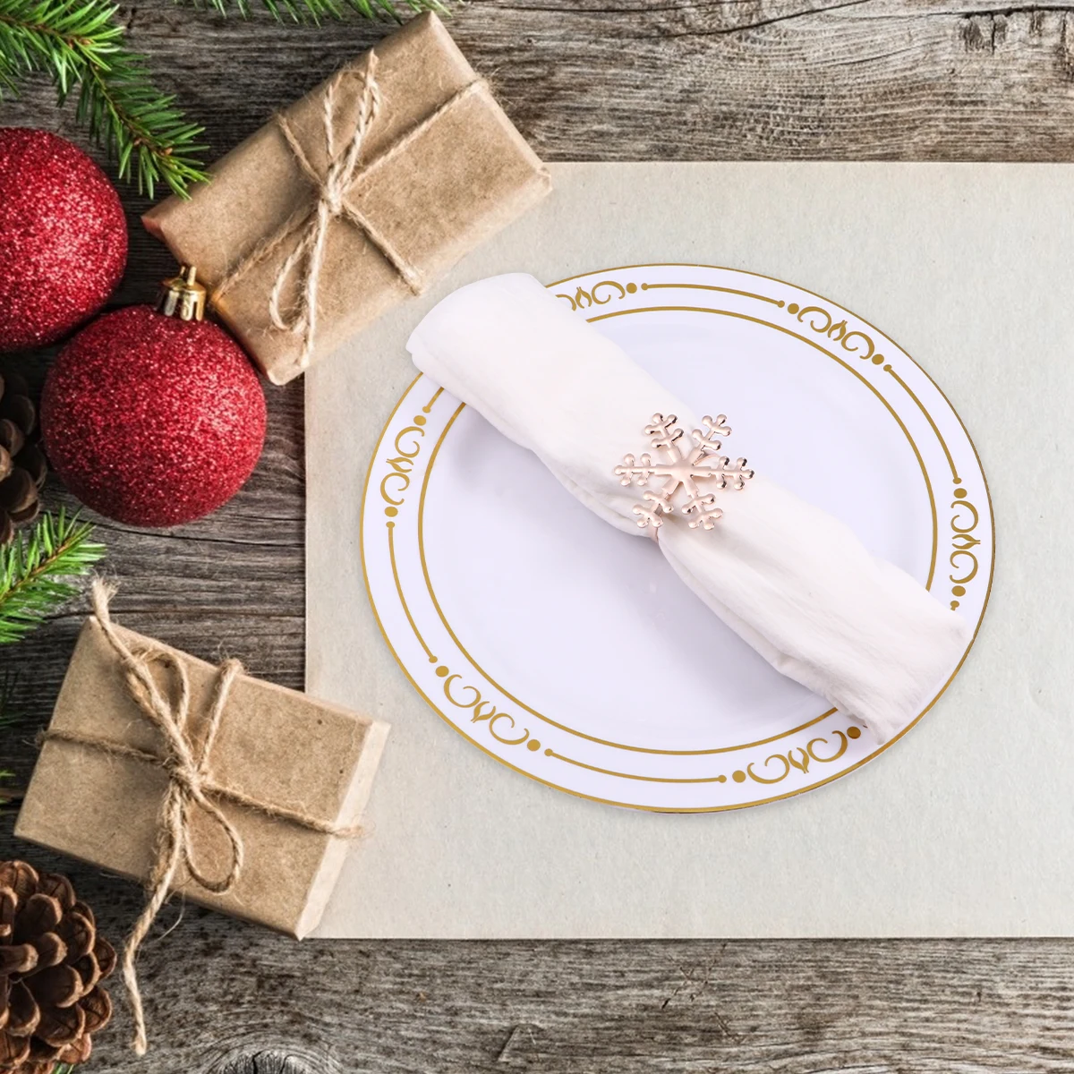 

6 pcs Silver Snowflake Napkin Rings Elegant Christmas Dinner Decor Alloy Banquet Holder Wedding Tableware Napkin Ring Set