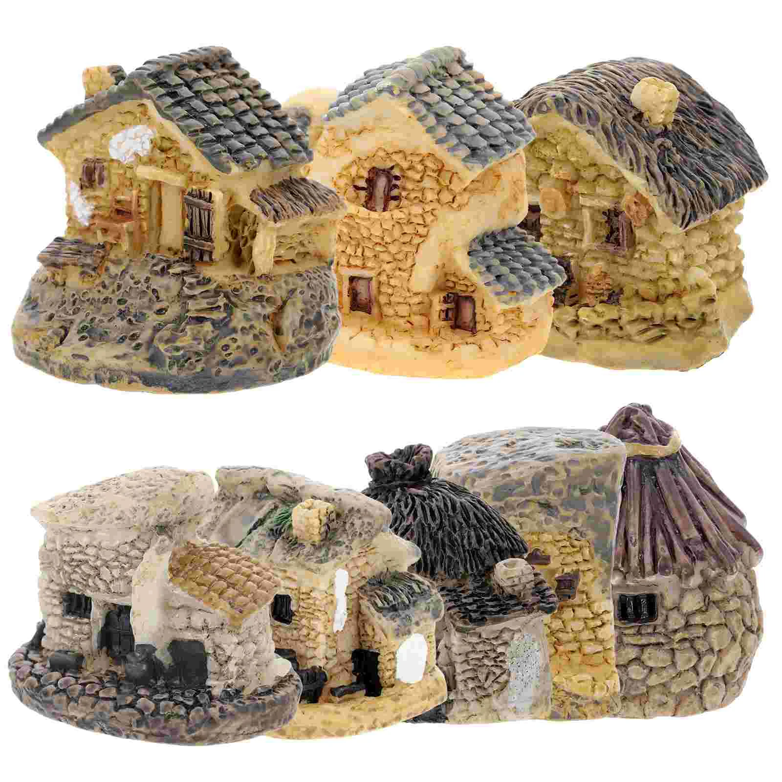 

8 Pcs Mini Decor Resin Small House Household Items Landscape Crafts Tiny Village Accessories for Home