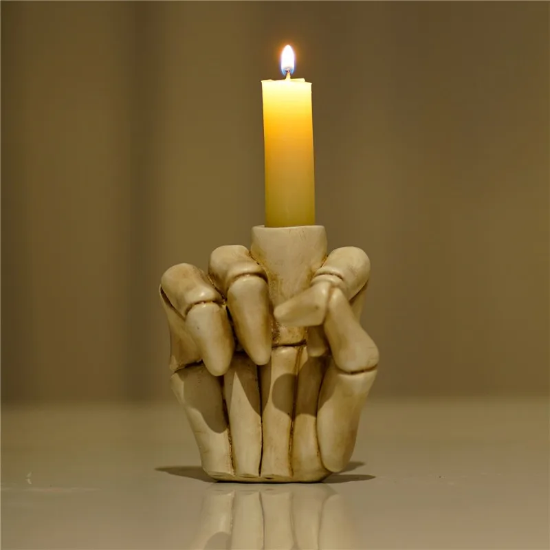 Funny gesture Candlestick with vertical middle finger Candle Toshi Dining table Candle light Dinner props decoration