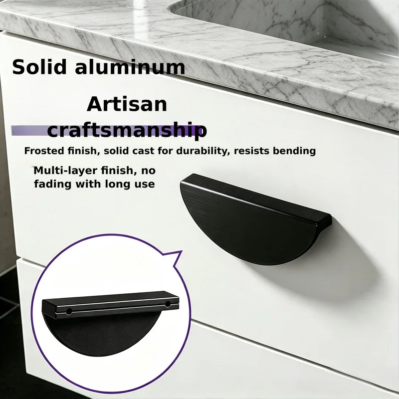 Aluminum Alloy Semi-Circular Cabinet Pulls, for Double Door Cupboard, Shoe Cabinet, Drawer, Wardrobe and Bathroom Vanity