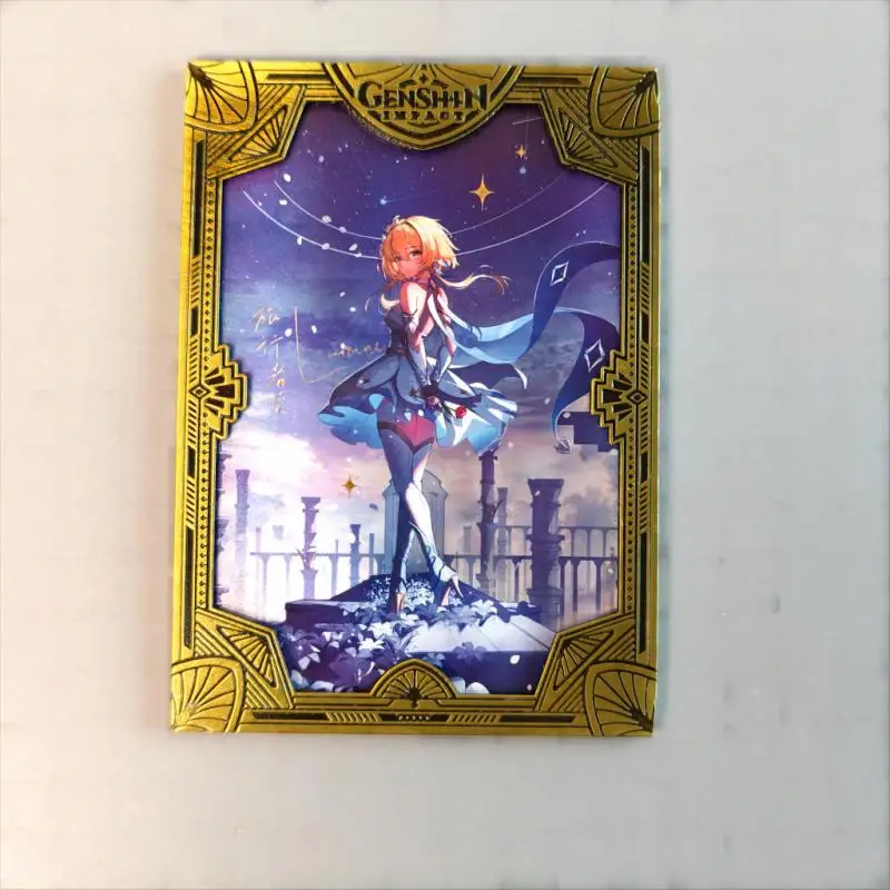 Mika Genshin Impact Metal Frame Card Anime Characters Nahida Eula Lawrence Collection Card Board Game Christmas Birthday Gift