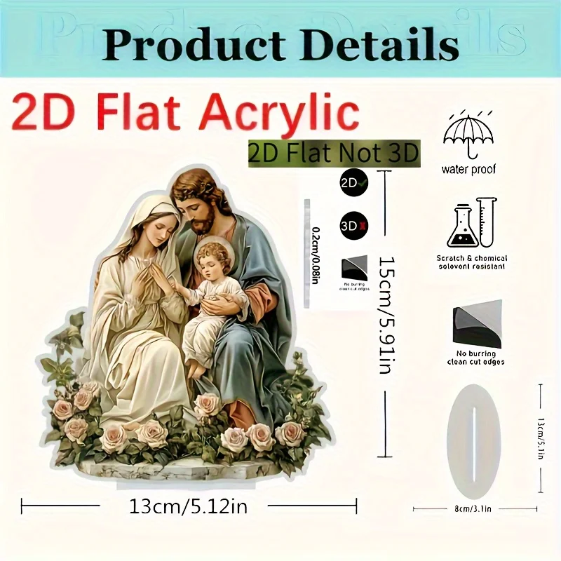 2D Flat, 2D Flat Print, Jesus Birth Themed Desktop Display Sign. Multi-functional Home Display Cabinet Sign, 2D Flat, Suitable f