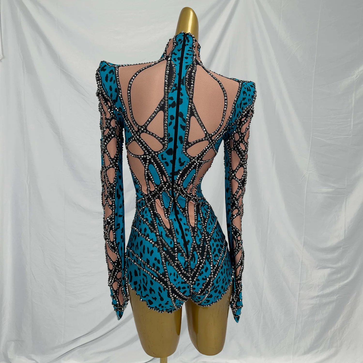 Chongdong Sparkly Blue Crystals Leotard Sexy Club Birthday Celebrate Female Dj Rhinestones Bodysuit Dance Costume Stage Wear