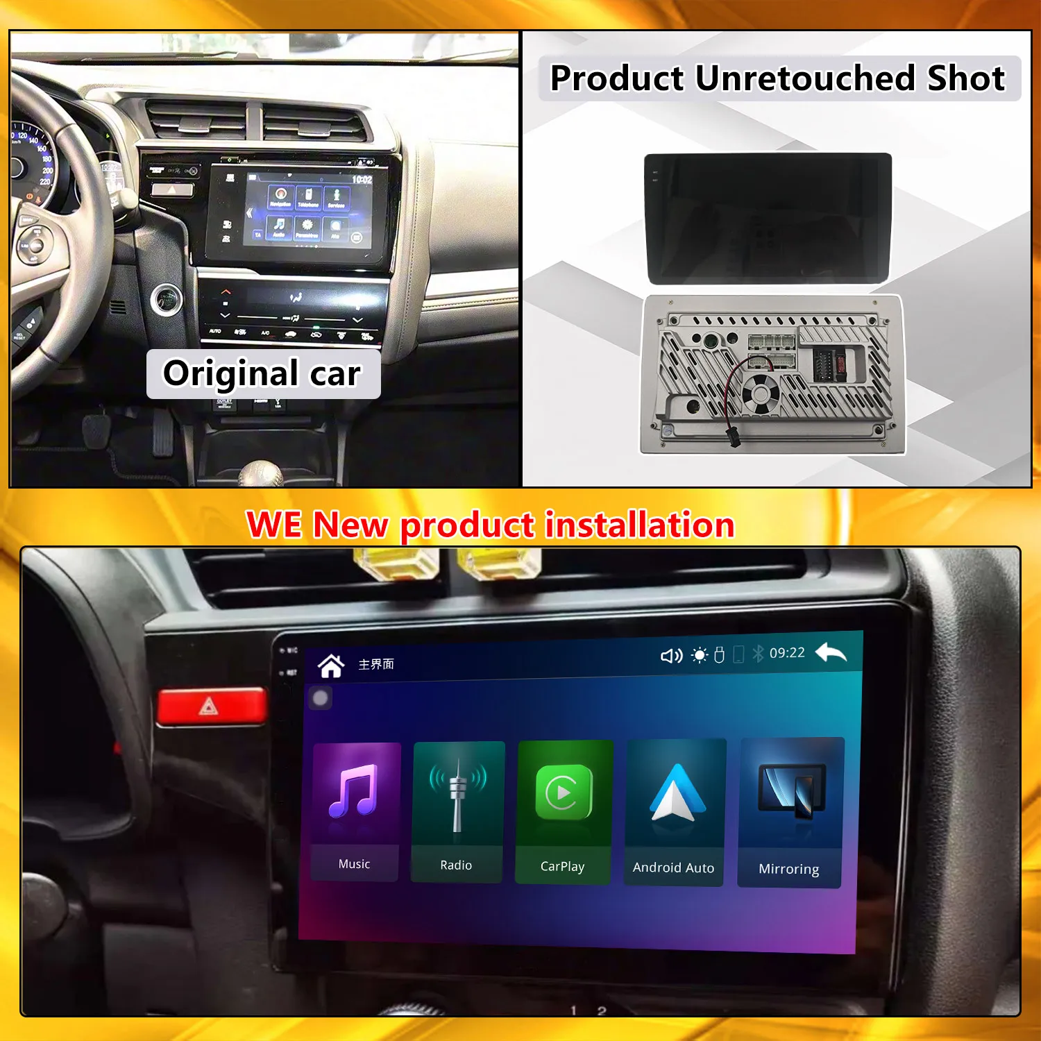 Radio Modify For Honda Fit Jazz 2014-2018 Wireless Carplay Car Multimedia Player Upgrade Touch Screen Android Auto Car Play