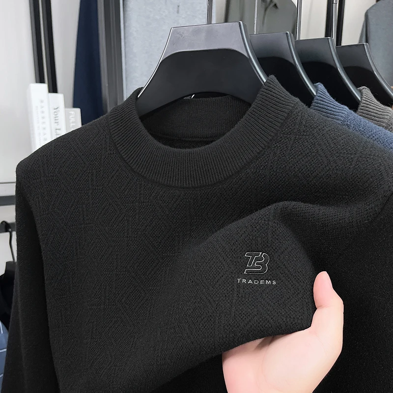 

Fashion personality jacquard men's sweater high-end brand knitted round neck pullover autumn winter comfort warm new casual top