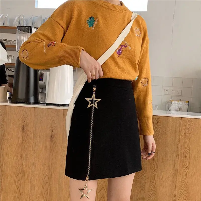 

Новая мини-юбка А-силуэта 2026 года для женщин: модная, с высокой талией, облегающая, с декором в виде звезд, для весны, осени и лета