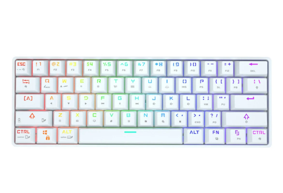 Wireless Bluetooth dual-mode 61-key RGB keyboard blue shaft body plug color PBT key cap high-end keys