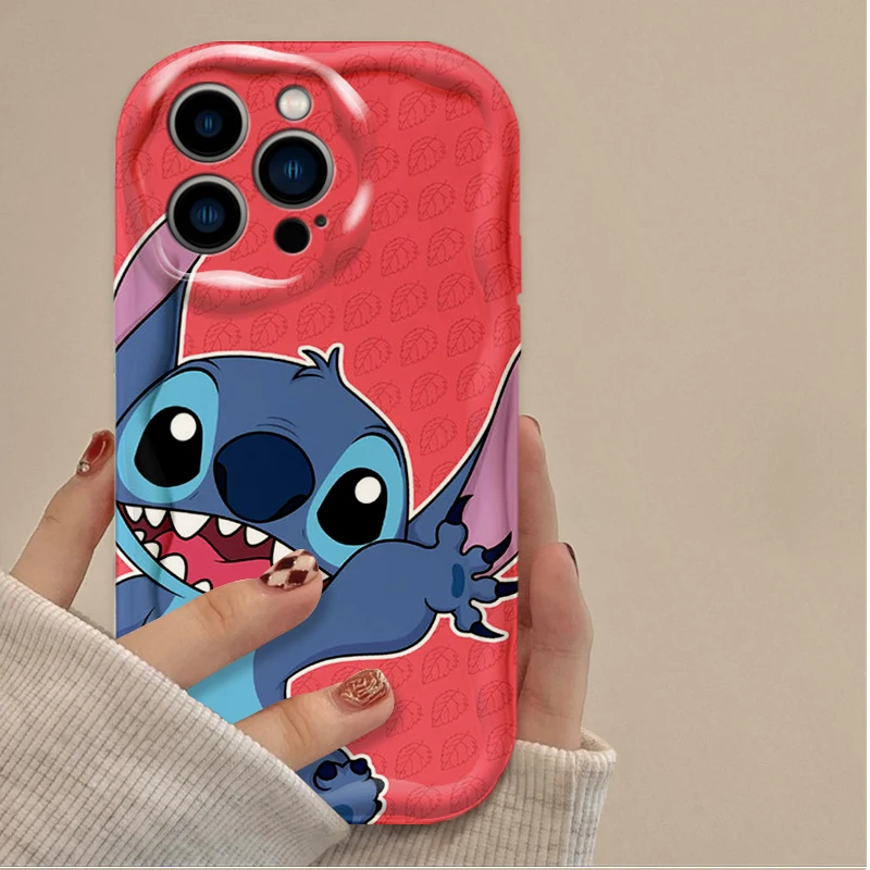 Coque de téléphone en Silicone Disney Stitch, jolie et Bizarre, antichoc, pour IPhone 16 15 14 13 12 11 Pro Max Plus 16E XR XS X 7 8 Wave